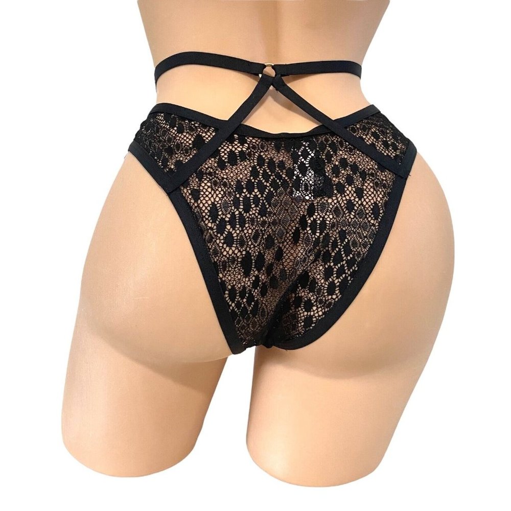Victoria's Secret MEDIUM Very Sexy Strappy Brazilian Panty Black & Red Set Of‎ 2 - Picture 3 of 5